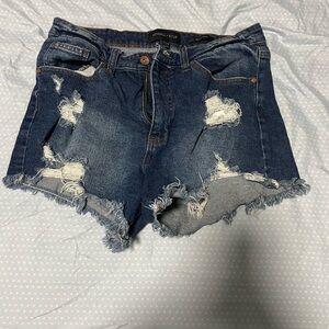 Kendall & Kylie Navy Distressed Jean Shorts